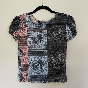 SOLD: Urban Outfitters Print Pattern Sheer Tee Shirt M